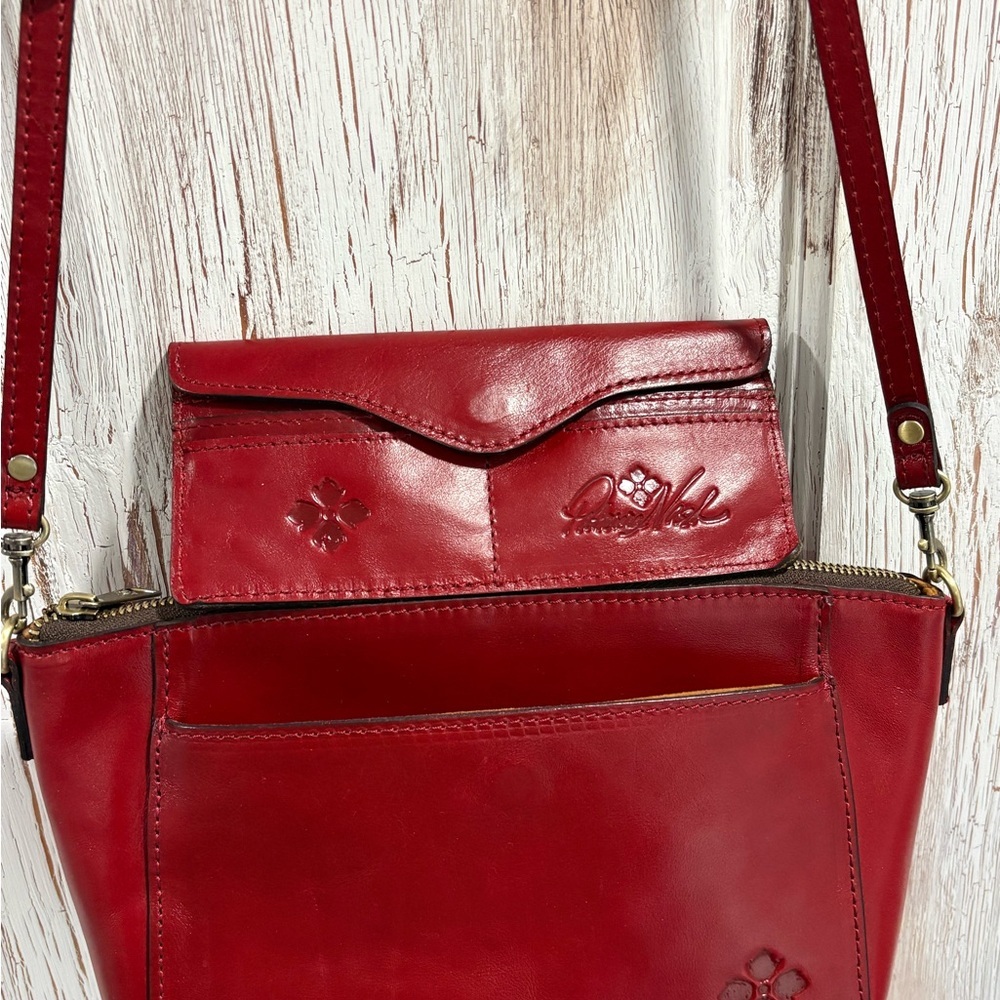 Patricia Nash Red Leather Women Bag with wallet